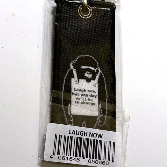 Banksy Monkey keychain new in package - "Laugh now we all be in charge one day" - Picture 1 of 2